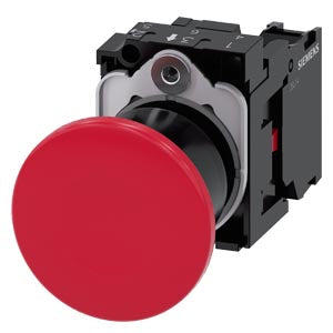 BOTON HONGO ROJO 22MM 1NC PLASTICO CON RETENCION